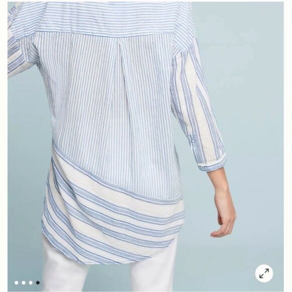 Anthropologie Holding Horses Mimi Pieced Striped Longline Wrap Tunic Top - Picture 2 of 9
